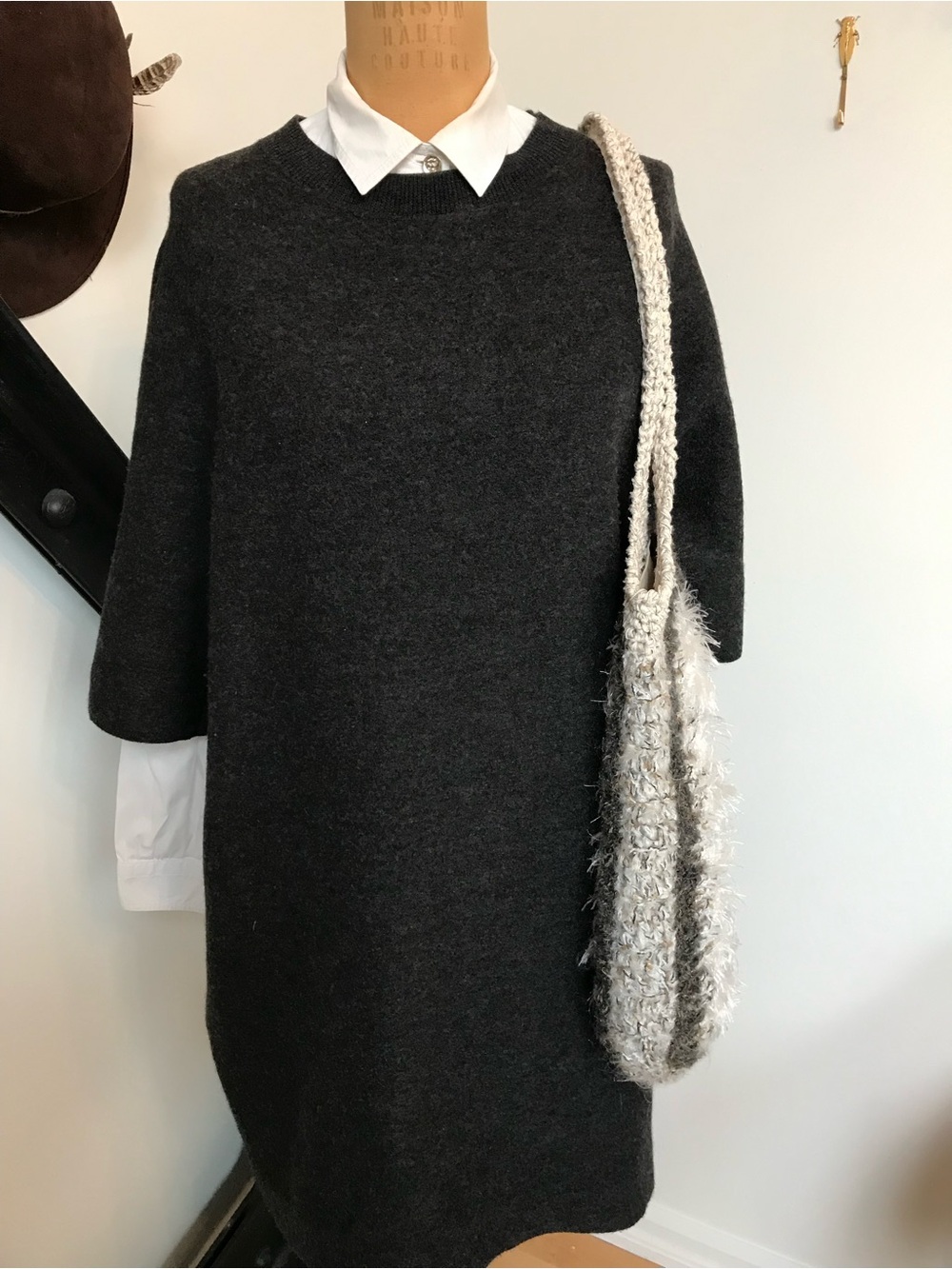 COS Charcoal Gray Midi Sweater Dress